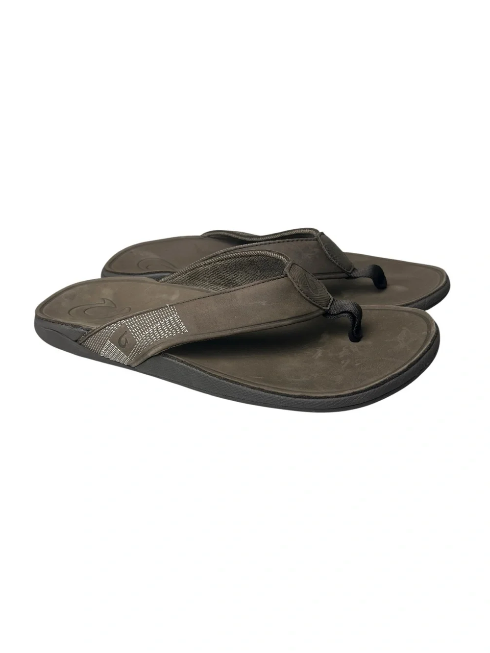 Olukai Tuahine Brown Leather Flip Flops Men’s Size 11 Sandals